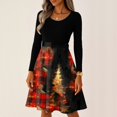 thumbnail image 7 of Christmas Dresses for Women Women's Casual Fashion Round Neck Long Sleeve Christmas Printed Party Vintage Long Dresses for Holiday Gathering,Red,3XL, 7 of 7