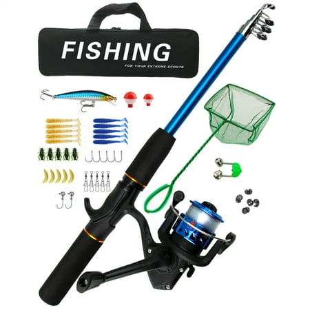 Fishing Rod Combo Fishing Rod Kit Reels Telescopic Fishing Pole Fishing Carrier Bag Portable For Saltwater Freshwater Travel Fishing