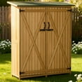 thumbnail image 6 of Deck Box Wooden Garden Storage Outdoor Storage Cabinet Wooden Garden Shed Utility Tool Organizer with Waterproof Asphalt Rood, Lockable Doors,Outdoor Storage Box, 6 of 9