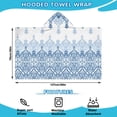 thumbnail image 2 of Blue Ethnic Floral Border Pattern Hooded Bath Towel，50"x30" for Ages 3 To 12 Kids, Quick Dry Lightweight Soft Microfiber Hood Beach Towel Cover Up for Kids, 2 of 7