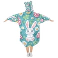 thumbnail image 2 of FORMRS Wearable Blanket Hoodie with Sleeves for Kids Cozy Flannel Sweatshirt, Cartoon Easter Bunny, 2 of 7
