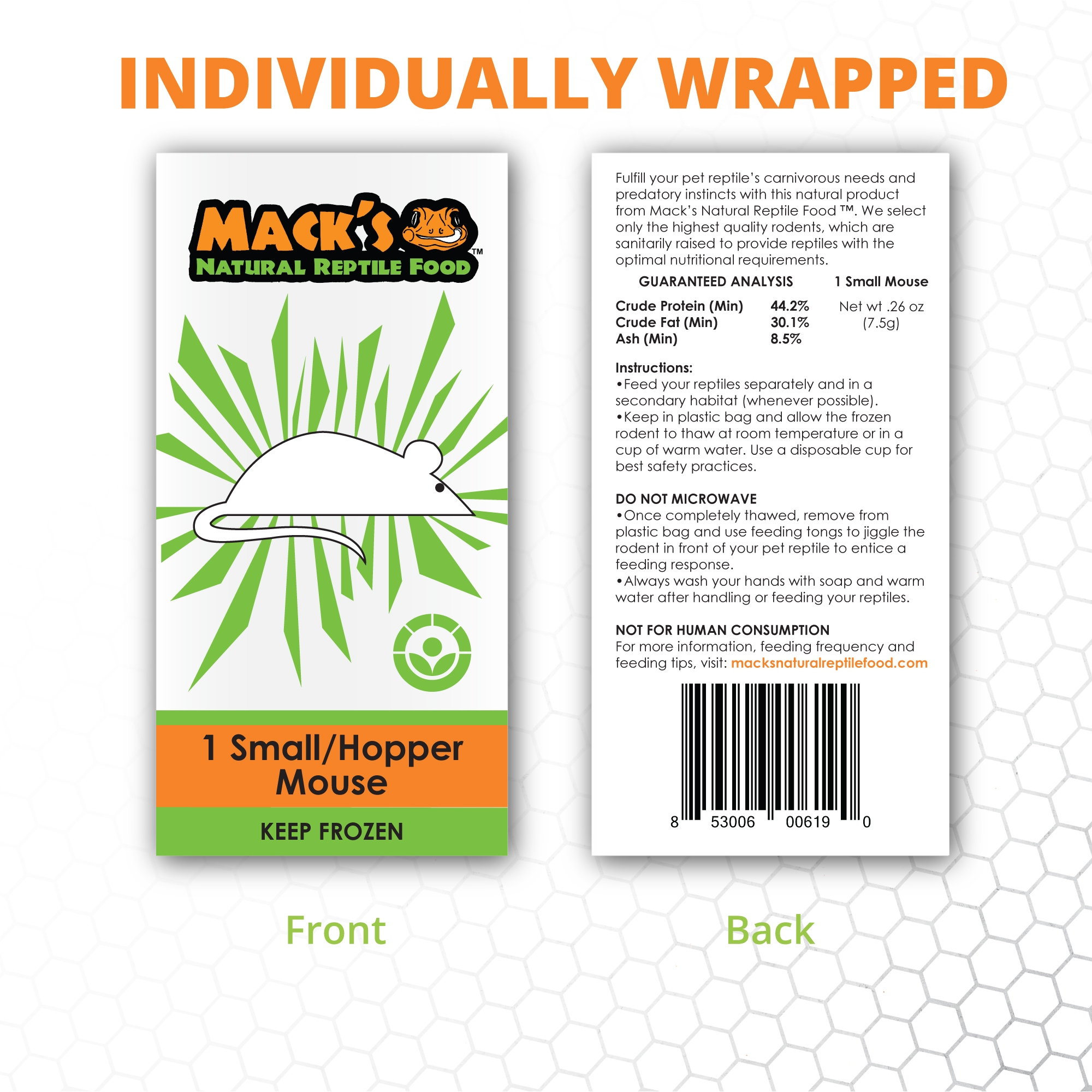 Mack's Natural Reptile Food Hopper mouse 25 ct.