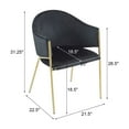 thumbnail image 3 of GDF Studio Modern Velvet Upholstered Dining Chairs with Metal Frame, Black + Gold, Set of 2, 3 of 6