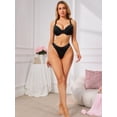 thumbnail image 2 of INSPIRE CHIC Women's Plunge Push Up Underwire Bra Lace Trim Adjustable Straps Comfort No Show Everyday Bra B 40 Black, 2 of 5