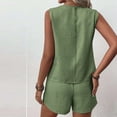 thumbnail image 5 of Weiqiqre Two Piece Sets for Women Summer Vacation Short Sets Linen Button Down Matching Sets Vest and Shorts Sets, 5 of 10