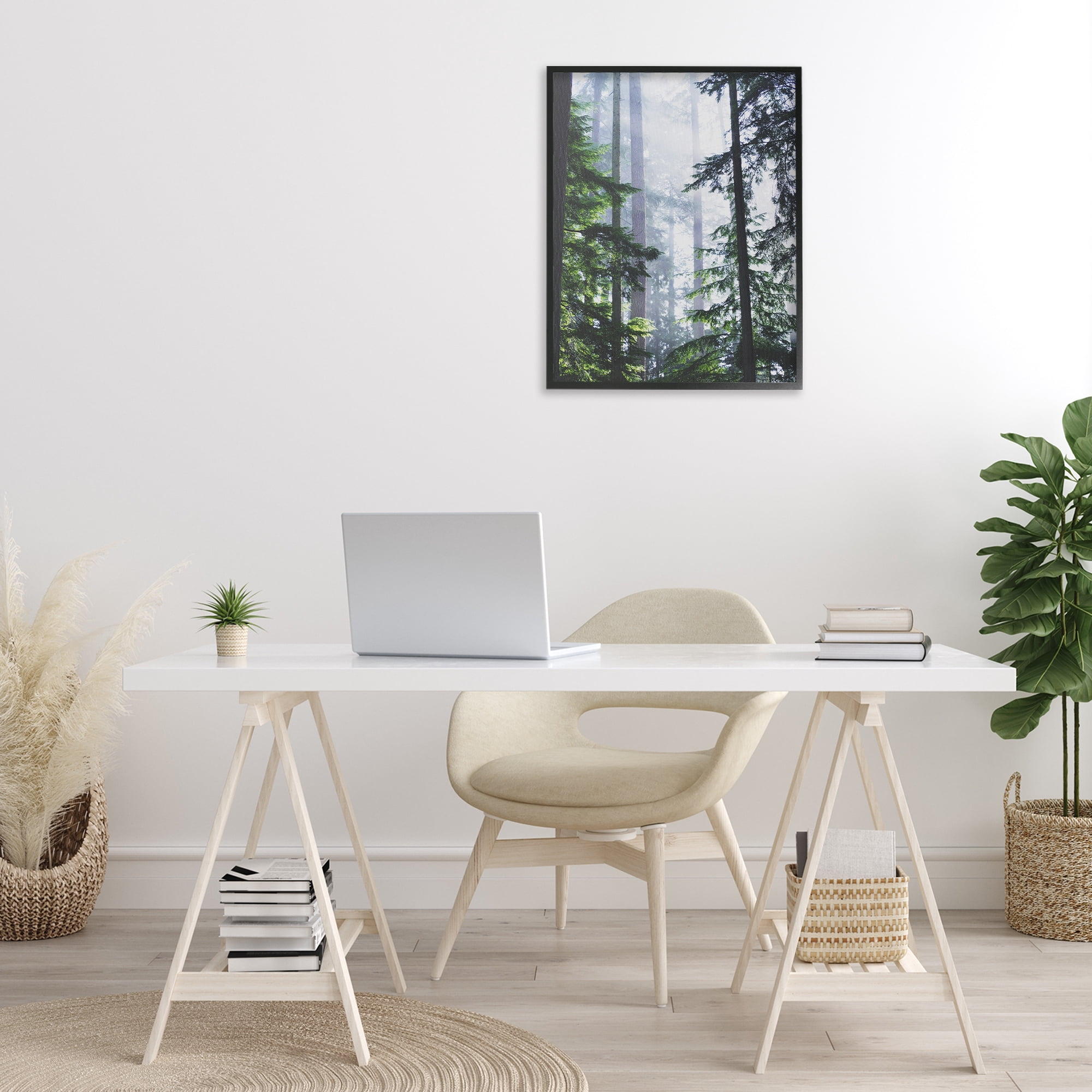 Stupell Industries Foggy Forest View Landscape Photography Black Framed Art Print Wall Art, 24 x 30