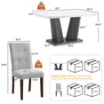 thumbnail image 6 of Dining Table Set For 6, 7 Piece Kitchen Table Chairs Set, 1.8" Thickness Tabletop And V-Shaped Table Legs, Modern Dining Room Set With 63 Inch Dinner Table And 6 Upholstered Chairs, 6 of 9