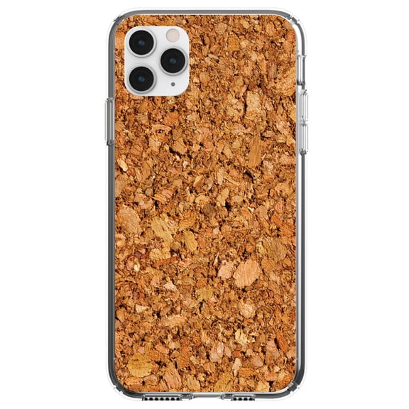 DistinctInk Clear Shockproof Hybrid Case for iPhone 11 Pro (5.8" Screen) - TPU Bumper, Acrylic Back, Tempered Glass Screen Protector - Dark Cork Board Image Print - Printed Cork Image