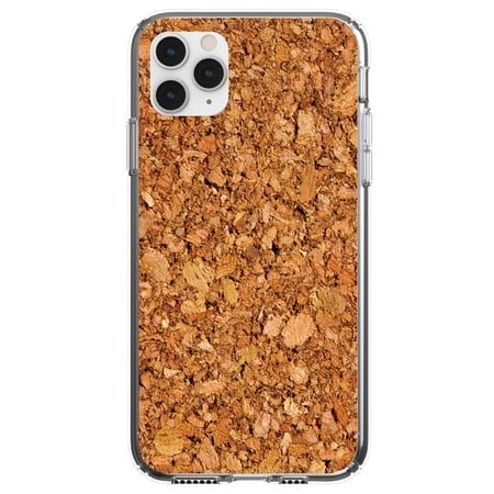 DistinctInk Clear Shockproof Hybrid Case for iPhone 11 Pro (5.8 Screen) - TPU Bumper Acrylic Back Tempered Glass Screen Protector - Dark Cork Board Image Print - Printed Cork Image