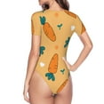 thumbnail image 3 of Uemuo Love Carrot Pattern Women's One Piece Short Sleeve Swimsuit Rash Guard Surfing Modest Quick-drying Swimsuit Beach Essentials-Small, 3 of 9