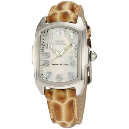 Invicta 1895 Women's Lupah White MOP Dial Interchangeable Brown Leather Strap Watch