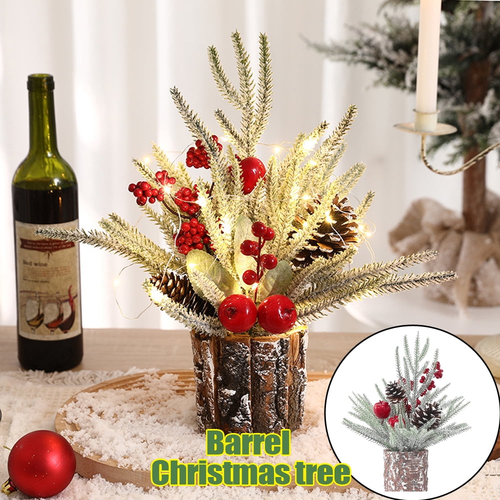 Tabletop Mini Christmas Tree Set Decorated Gift Boxes and Hanging