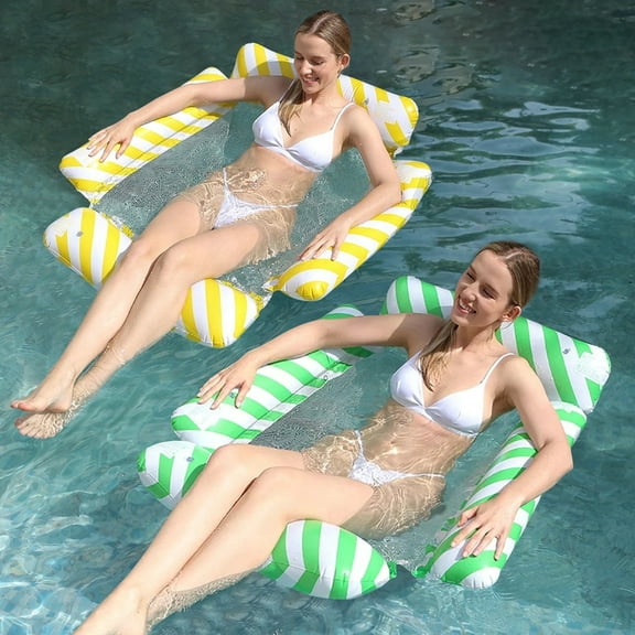 VKFVKF 4 in 1 Pool Floats Adult , 2 Pack Pool Floats Hammock, Drifter, Lounge Chair, Saddle,Pool Rafts Lounge Chairs Floating