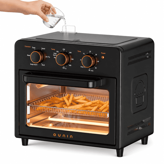 OUNIN Air Fryer Toaster Oven with Steam Infusion – 12.6QT Compact, Countertop, Fast Preheat with Bake, Toast, Roast, Broil and Warm Options