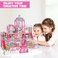 thumbnail image 5 of Jaawind Dollhouse for Girls 285Pcs 4-Story 13 Rooms Doll House With Lights Pretend Play Toy Playhouse Dolls Furniture Accessories Gift For Kids Girls Age 3 4 5 6 7 8 Year Old, Pink, 5 of 7
