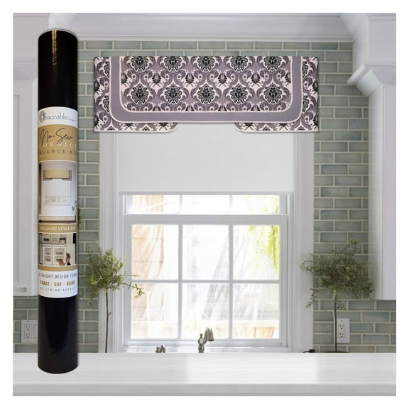 Valance Kit, No-Sew Straight Cornice-Style Window Curtain for DIY Home Decor