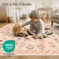 thumbnail image 4 of ODIKA 9'x12' Washable Area Rug Playroom Boho Faded Botanical Interlocking Border Pink Dorm Girly for Master Suite, California King, Under Bed, Non-Shedding, Easy Care, 4 of 7