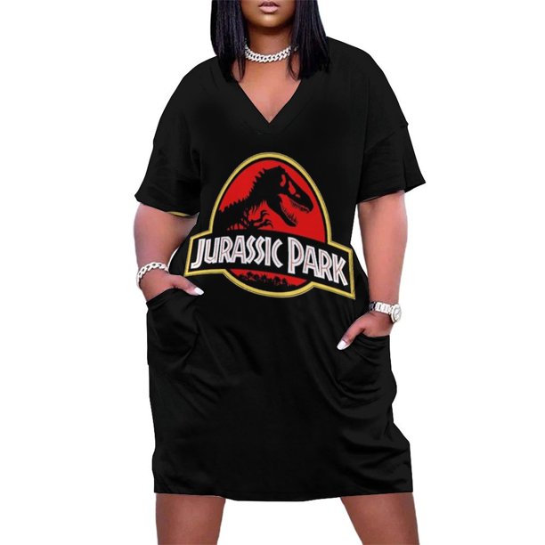 Jurasic Park-vestido holgado vintage con bolsillos para mujer traje de fiesta de lujo elegante