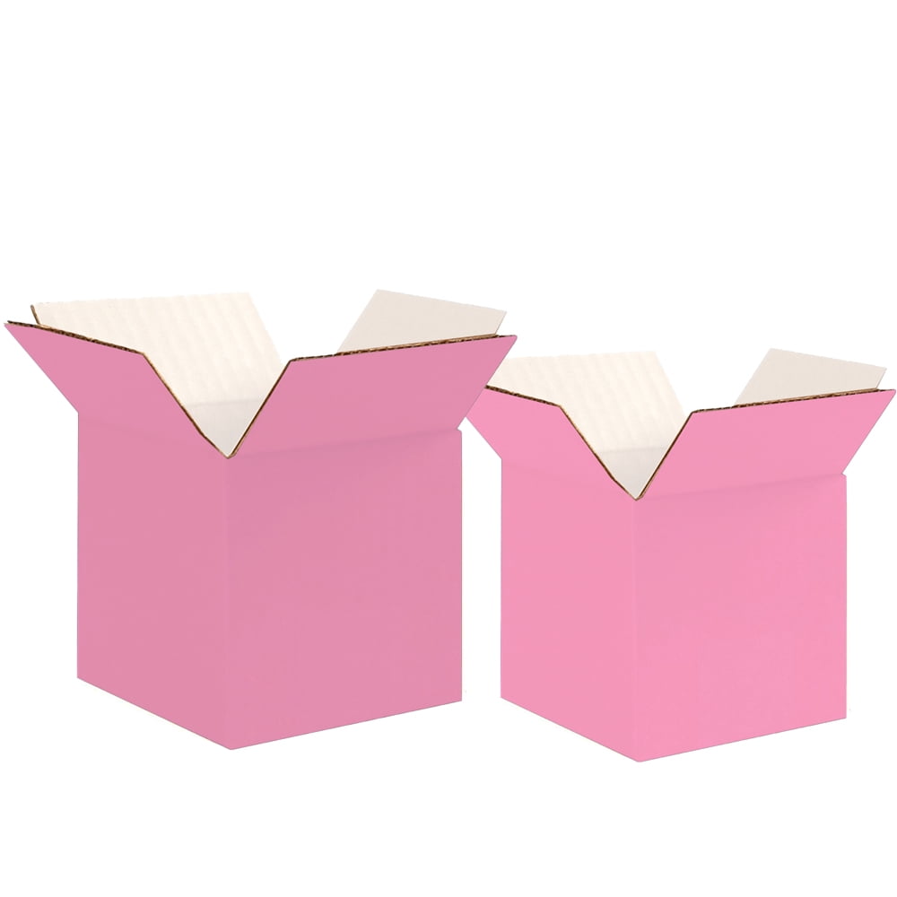 Ucanpack 1/8” Thick Corrugated Shipping Box 25 Pcs, Made In Usa- Boxes For Packaging Moving, Pink Cardboard Boxes 4x4x4", Packaging Box For Small Business