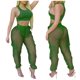 thumbnail image 2 of Chaleco de pantalones cargo de organza de malla a la moda para mujer, traje informal transparente para el hogar Pompotops  qwe24787, 2 of 9