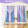 thumbnail image 2 of 2 Pcs Rideaux Occultants Étoile Ombré Double Couche Découpes Étoile Rideaux Occultants avec Panneaux de Rideaux de Fenêtre Étoile de Rêve Rideaux Occultants à Rayures Colorées pour Chambre de Filles Enfants, 2 of 10