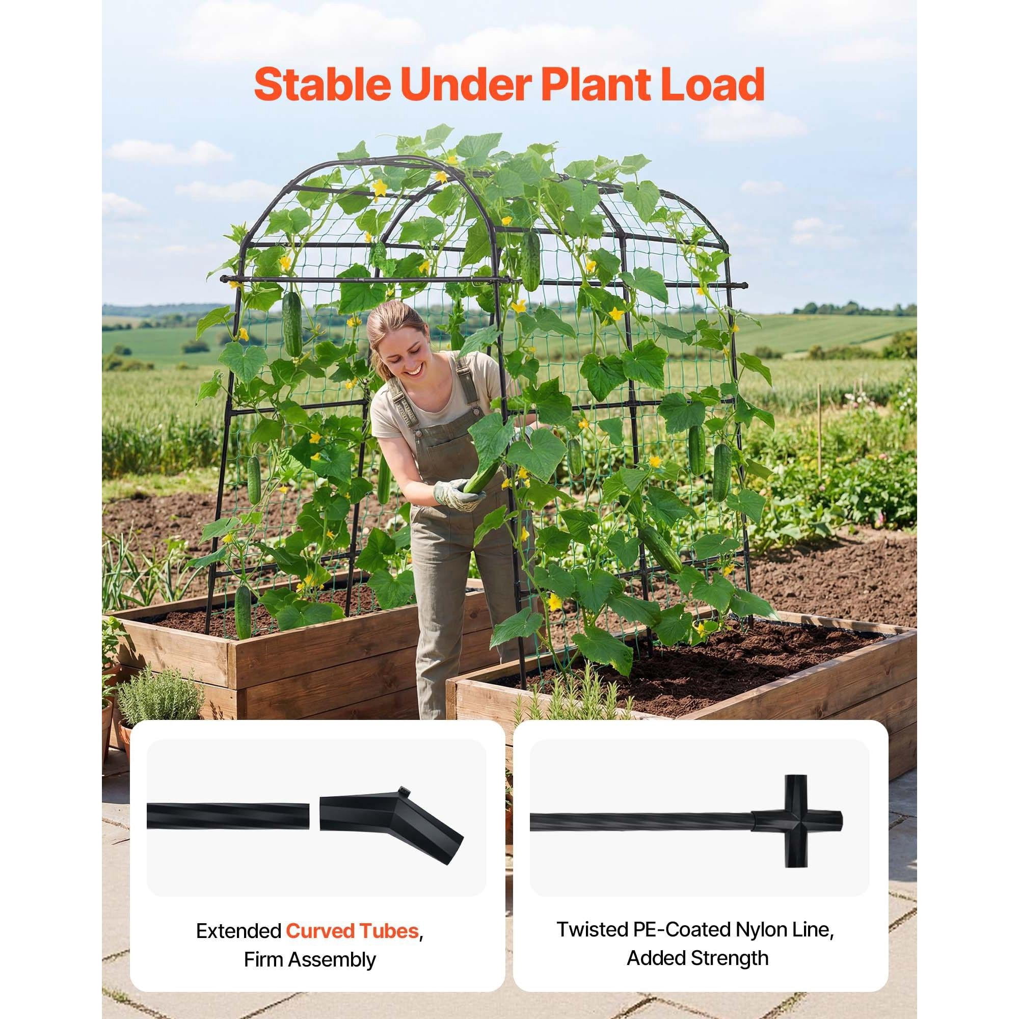 71" x 44" x 83" U-Shape Arch Cucumber Trellis, Metal Garden Climbing Plant Support for Raised Beds, Vines, and Vegetables