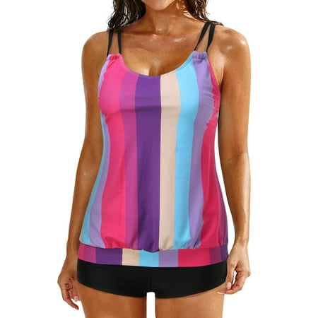 

Yubnlvae Two Piece Swimsuits For Women Tankini Top With Boy Shorts And Sports Bra Bathing Suit