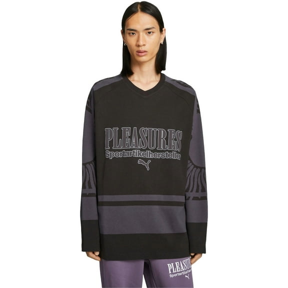 Puma Pleasures X VNeck 34 Sleeve Hockey Jersey Mens Black 62131701 size XL Unisex