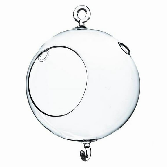 Athenas Garden HCH0105H2 7 x 5 in. Clear Round Hanging Votive Candle Holder & Vase Double Hook, Set of 2