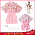 thumbnail image 2 of Niñas Primavera Manga Larga Rosa Japonés Kimino Flor Yukata Para 3-8Y Bebé Niño Ropa De Halloween Trajes Disfraz De Rendimiento, 2 of 4