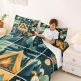 thumbnail image 3 of Manfei Rustic Rv Queen Sheets,Vintage Tent Pattern Queen Sheet Sets,Green,4-Piece,1 Flat Sheet, 1 Fitted Sheet and 2 Pillowcases, 3 of 6