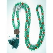 Mogul Chakra Mala Green Jade Prayer Beads Rudraksha Yoga Spiritual Necklace