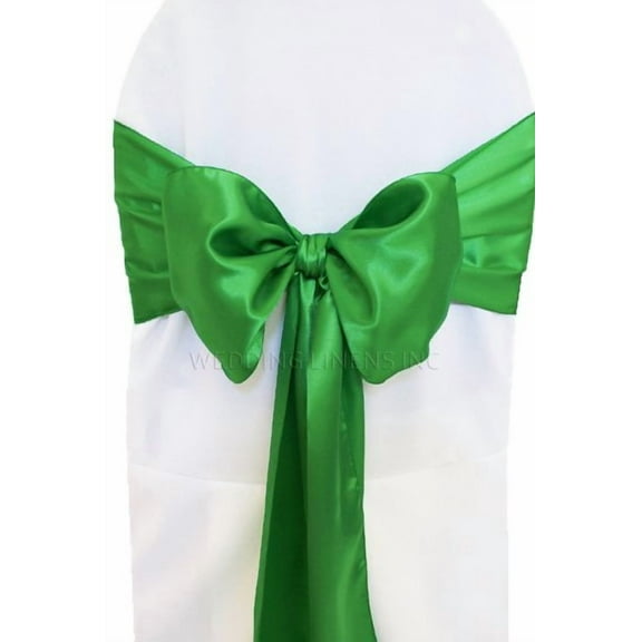 Wedding Linens Inc. (10pcs) 8" x 108" Satin Chair Sashes Chair Sash Bow ties for Wedding Party Catering Banquet Decoration Events - Emerald Green