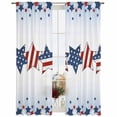 thumbnail image 2 of 4th of July Semi Sheer Window Curtains 96 Inches Long, American Star Blue Ombre Independence Day Rod Pocket Voile Silky Chiffon Curtain Light Filtering Drapes for Living Room, 52"x96", 2 Panels, 2 of 9
