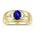 thumbnail image 1 of RYLOS Men's Rings Yellow Gold Plated Silver Classic 8X6MM Oval Gemstone &  Diamond Ring Lapis Lazuli September Birthstone Rings For Man Silver Rings Size 13, 1 of 7