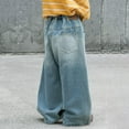 thumbnail image 4 of SJLDQY Kids Boy's Jeans Wide Leg Baggy Jeans for Boys Elastic Waist Lightweight Denim Trousers Comfy Childs Dailywear, 4 of 6