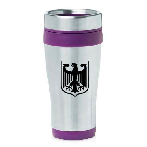 16oz Insulated Stainless Steel Travel Mug Coat of Arms Germany Eagle (Purple),MIP by
