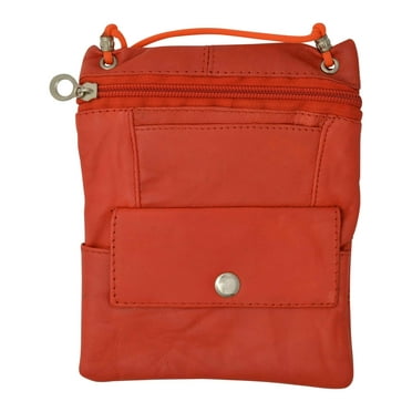 Roma Leathers Genuine Leather Multi-Pocket Crossbody Purse Bag (Black ...