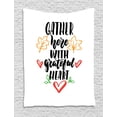 thumbnail image 1 of Gather Tapestry, Gather Here with Grateful Heart Message with Autumn Maple Leaves Motivation Print, Wall Hanging for Bedroom Living Room Dorm Decor, 60W X 80L Inches, Multicolor, by Ambesonne, 1 of 2