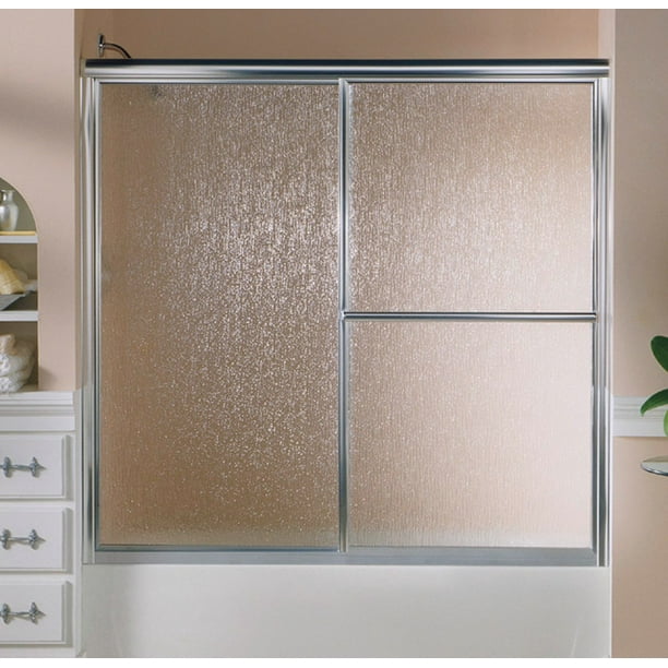Sterling Deluxe 56 1 4 In H X 59 3 8 W Silver Framed Tub Door Com Silver Framed Tub Door, Sterling Deluxe Sliding Shower Door