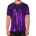 thumbnail image 1 of INSPIRE CHIC Camisetas de Hombre con Lentejuelas de Manga Corta Cuello Redondo para Fiesta Nocturna T-Shirts S Púrpura, 1 of 4