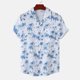 thumbnail image 2 of Hombres Casual Botones Playa Sin posicionamiento Estampado floral Turndown Camisa de manga corta Blusa Pompotops oipoqjl49164, 2 of 9
