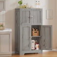 thumbnail image 4 of FIONESO Armoire de Rangement, Armoire de Salle de Bain avec 4 Portes et 2 Étagères Réglables, Armoire Autoportante pour Salon, Salle de Bain, Entrée, Gris, 4 of 8