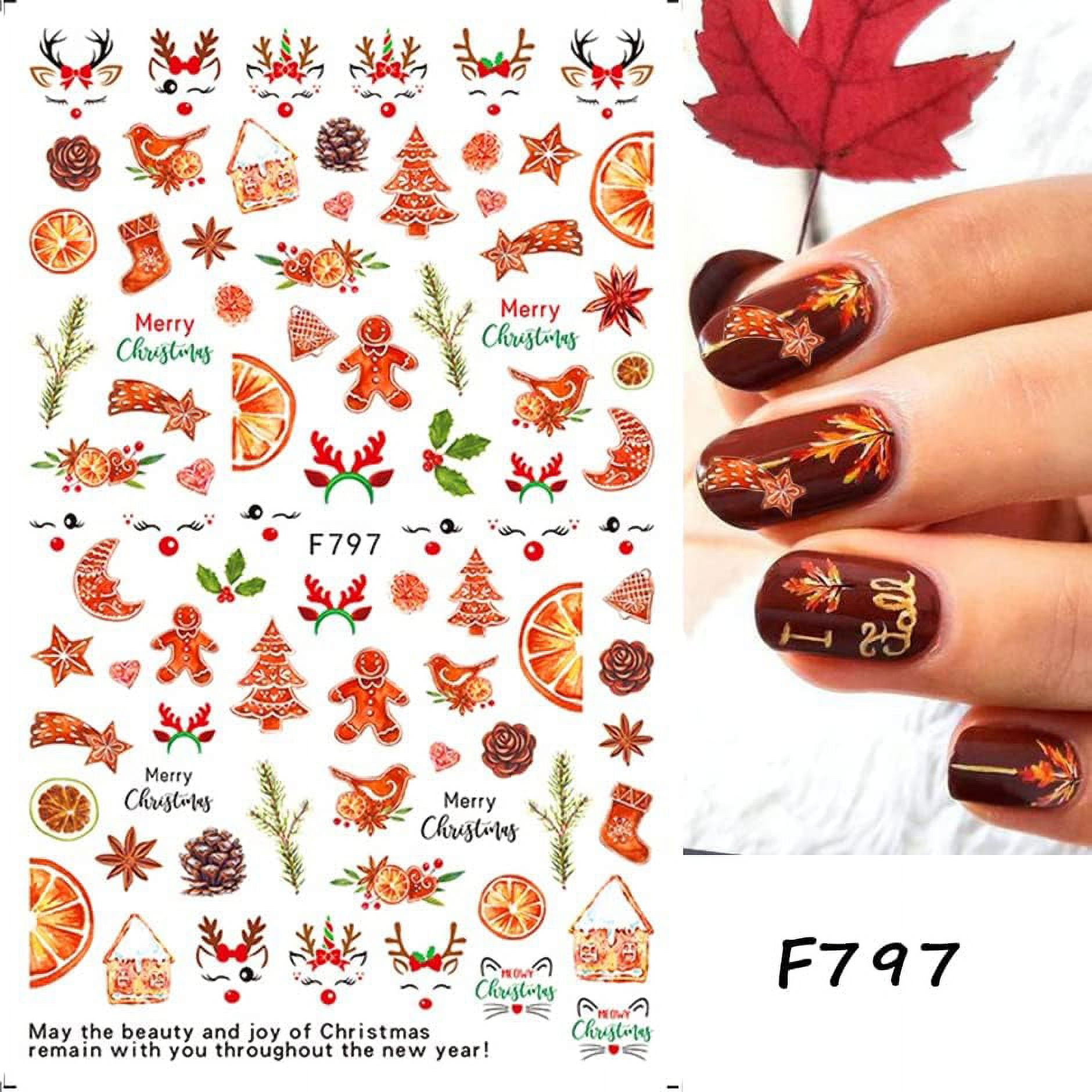 LINLIN Christmas Nail Art Stickers Decals 10 Sheet Self Adhesive Gnome Santa Claus Reindeer Snowflake Christmas Tree Nail Sticker Design Nail Decoration for Women Girls