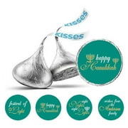 Darling Souvenir Pack of 190 Pcs Hanukkah Jewish Stickers Candy Chocolate Labels-Teal Green