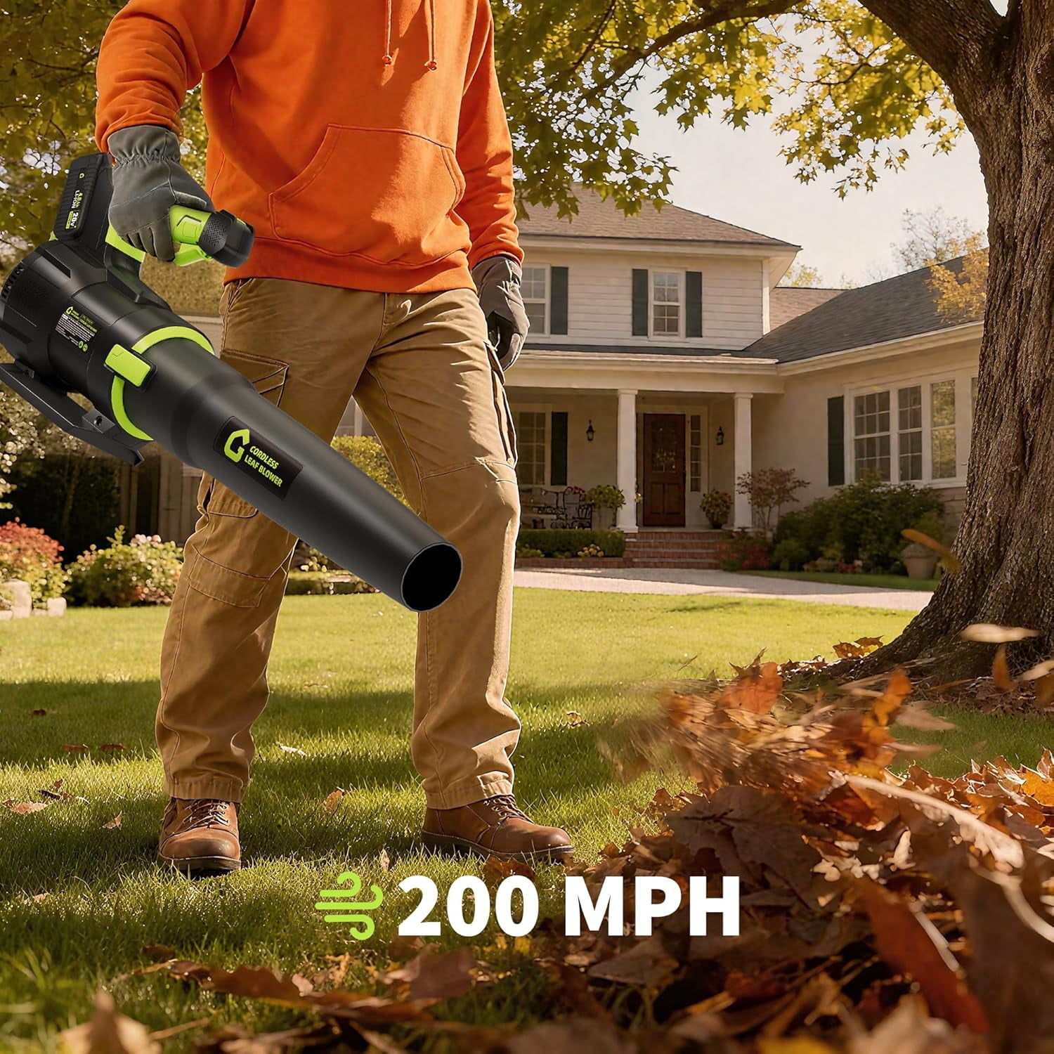 Acekid Black/Green 20V Cordless Leaf Blower, High-Power Brushless Motor, Lightweight Battery Powered Electric Blower for Lawn