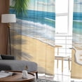 thumbnail image 5 of Summer Beach Semi Sheer Window Curtains 84 Inches Long, Coastal Ocean Tropical Palm Trees Rod Pocket Voile Silky Chiffon Curtain Treatment Drapes for Kitchen, Living Room, 52"x84", 2 Panels, 5 of 9
