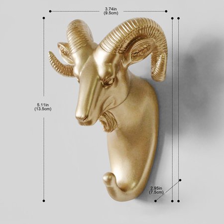 

Creative Rain Punch Coat Hook Sticky Hook Decorative Hook Creative Animal Head Wall Hanging Deer Head Hook Gold#