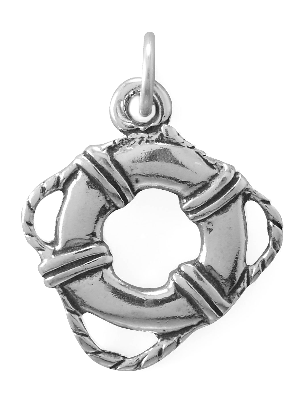 Life Preserver Buoy and Rope Charm Sterling Silver