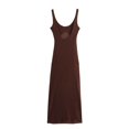 thumbnail image 3 of HH TRAF Vestido de verano de tul con pliegues y sin mangas para mujer, estilo playero, sexy, liso, con espalda descubierta, 3 of 4